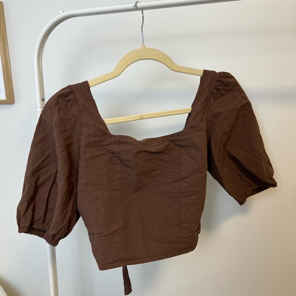 Charcoal Clothing Weekend Away Brown Cropped Top size US 2 - Picture 6 of 6